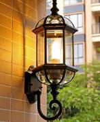 Retro Wandlamp Buiten – Antiek Metaal en Glas, E27 Fitting, Verzenden, Nieuw