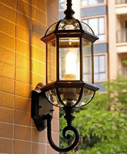 Retro Wandlamp Buiten – Antiek Metaal en Glas, E27 Fitting, Huis en Inrichting, Lampen | Wandlampen, Nieuw, Verzenden