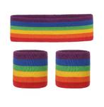 Kinder Zweetbandjes Set Regenboog Hoofdband Polsbandjes Spor, Ophalen of Verzenden, Nieuw, Carnaval, Accessoires