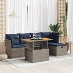 vidaXL 6-delige Loungeset met kussens poly rattan acacia, Tuin en Terras, Verzenden, Nieuw, Rotan, Loungeset