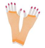 Net handschoenen neon oranje, Verzenden, Nieuw, Feestartikel