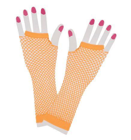 Net handschoenen neon oranje, Hobby en Vrije tijd, Feestartikelen, Feestartikel, Nieuw, Verzenden