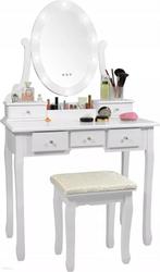 Stijlvolle kaptafel met LED-verlichte spiegel en opbergla..., Huis en Inrichting, 100 tot 150 cm, Nieuw, Modern, Hout