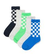 HEMA Kindersokken rib ruiten - 5 paar beige 2+2 gratis, Verzenden, Nieuw