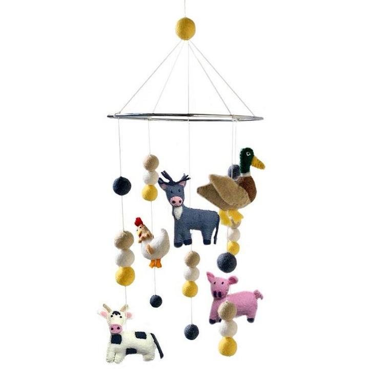 Vilten mobiel met verschillende Boederijdieren - 21cm NIEUW, Kinderen en Baby's, Kinderkamer | Inrichting en Decoratie, Nieuw