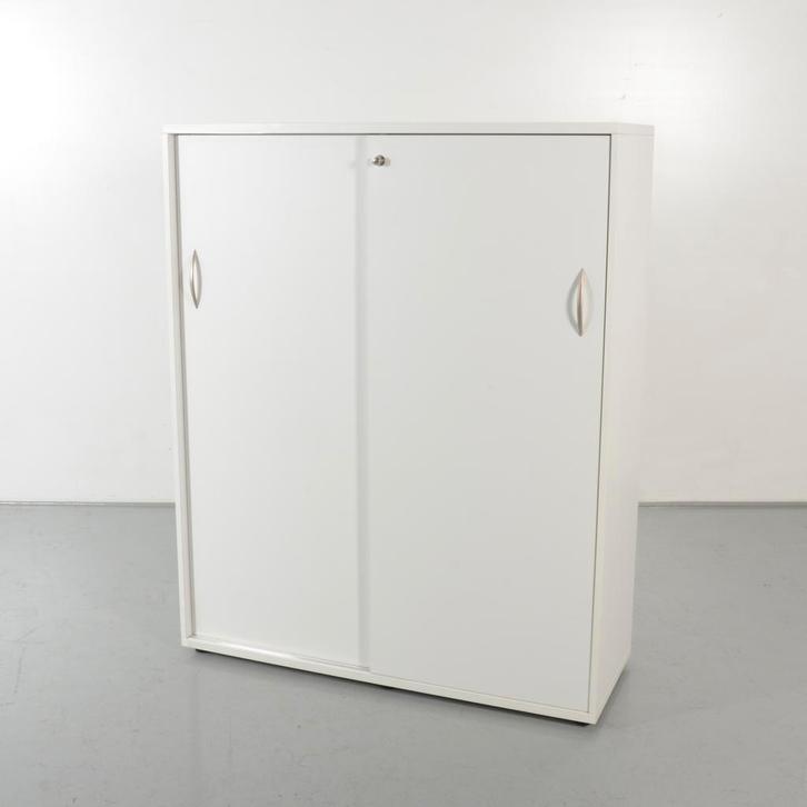 Officenow schuifdeurkast, wit, 148,5 x 120 cm, incl. 6, Huis en Inrichting, Kasten | Roldeurkasten en Archiefkasten, Ophalen of Verzenden