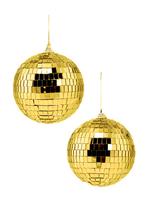 2x Discobal Goud Ø 10 cm Klein Discobol Spiegelbol Glitterbo, Hobby en Vrije tijd, Ophalen of Verzenden, Nieuw, Feestartikel, Carnaval