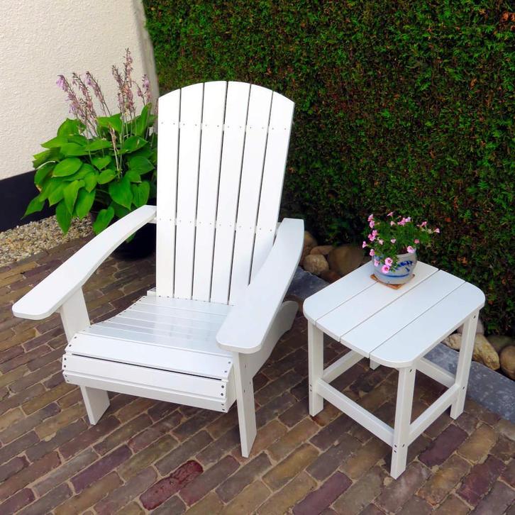 Onderhoudsvrije tuinset - Belize - Wit - Kunststof, Tuin en Terras, Tuinsets en Loungesets, Tuinset, Bijzettafel, Stoel, Nieuw