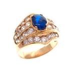 Vintage gouden ring met koningsblauwe edelsteen, Sieraden, Tassen en Uiterlijk, Ringen, Goud, Goud, Gebruikt, Verzenden