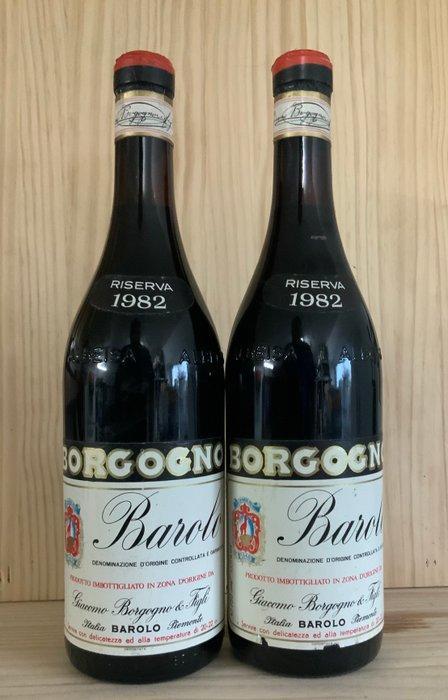 1982 Borgogno - Barolo Riserva - 2 Flessen (0.75 liter), Verzamelen, Wijnen