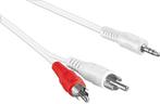 3,5mm Jack - Tulp stereo audio kabel - wit - 2,5, Nieuw, Ophalen of Verzenden