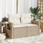 vidaXL Tuinbank 2-zits met kussens poly rattan beige, Tuin en Terras, Tuinsets en Loungesets, Verzenden, Nieuw, Rotan