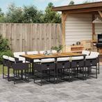 vidaXL 13-delige Tuinset met kussens poly rattan zwart, Tuin en Terras, Tuinsets en Loungesets, Verzenden, Nieuw, 2 zitplaatsen