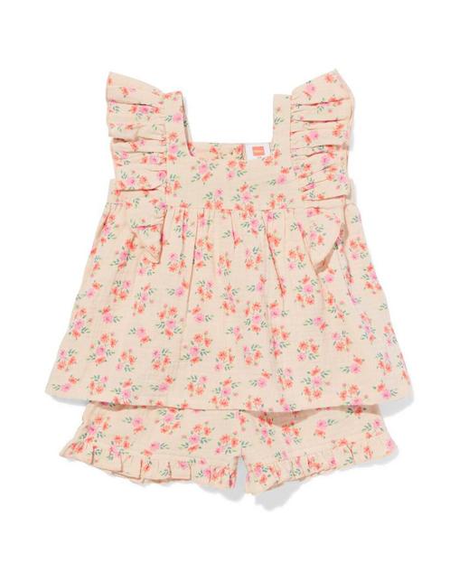 HEMA Baby kledingset mousseline bloemen ecru, Kinderen en Baby's, Babykleding | Overige, Nieuw, Verzenden