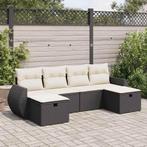 vidaXL 6-delige Loungeset met kussens poly rattan zwart, Verzenden, Nieuw, Rotan, Loungeset