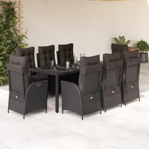 vidaXL 9-delige Tuinset poly rattan zwart, Tuin en Terras, Tuinsets en Loungesets, Tuinset, Nieuw, 8 zitplaatsen, Rotan, Verzenden