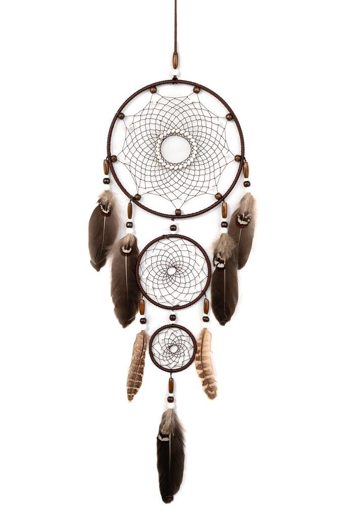Dromenvanger Donkerbruin Dreamcatcher Veren Bruin Bohemian I, Hobby en Vrije tijd, Feestartikelen, Carnaval, Feestartikel, Nieuw