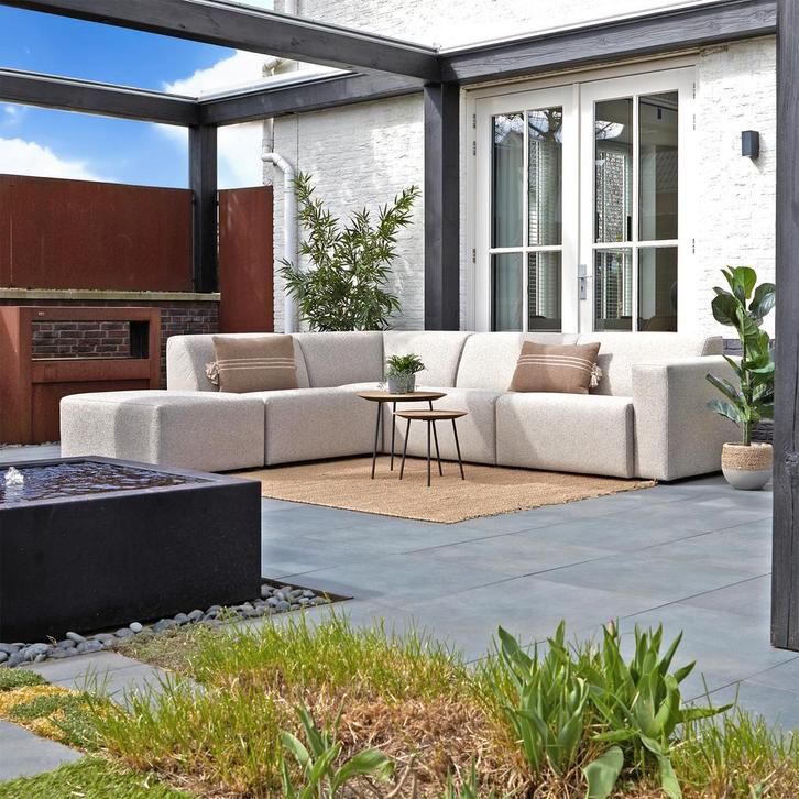 *WOONWINKEL* Grote Hoek Loungeset All-weather Met Hocker Lin, Tuin en Terras, Tuinsets en Loungesets, Nieuw, Verzenden