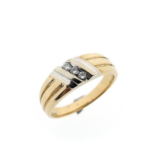 Bicolor gouden fantasie ring met diamant | 0,21 ct., Sieraden, Tassen en Uiterlijk, Ringen, Dame, Met edelsteen, Overige kleuren