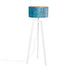Vloerlamp tripod hout met vlinders velours kap 50 cm - Puros, Huis en Inrichting, Lampen | Vloerlampen, Nieuw, Overige materialen