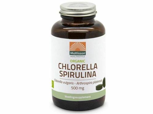 Mattisson Organic chlorella spirulina 500 mg bio - 240 ta..., Diversen, Overige Diversen, Verzenden