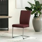 Set van 4 Leren eetkamerstoelen Dry - Toledo Bordeaux, Huis en Inrichting, Stoelen, Ophalen of Verzenden, Nieuw, Leer