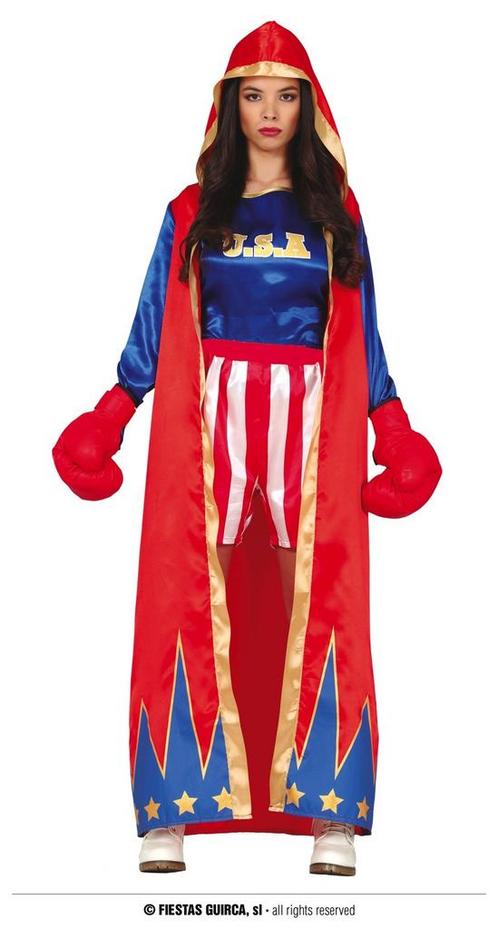 Dames Bokser Kostuum Rood/Blauw, Kleding | Dames, Carnavalskleding en Feestkleding, Nieuw, Ophalen of Verzenden