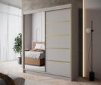 Kledingkast 180cm beige met goud schuifdeuren Met spiegel, 150 tot 200 cm, Nieuw, Modern, 50 tot 75 cm