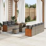 vidaXL 10-delige tuinsofa set met kussens in het grijs van, Verzenden, Nieuw, Rotan