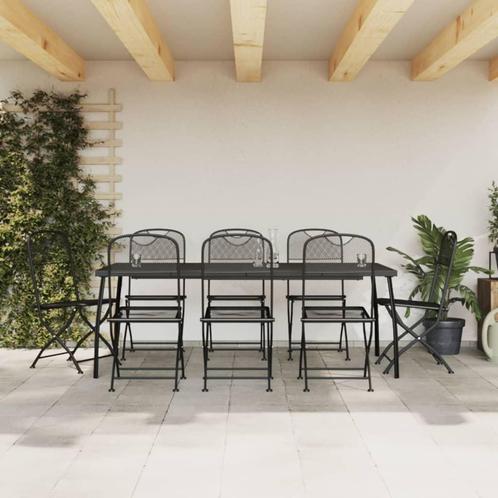 vidaXL 9-delige Tuinset metaalgaas antracietkleurig, Tuin en Terras, Tuinsets en Loungesets, Tuinset, Nieuw, 8 zitplaatsen, Overige materialen