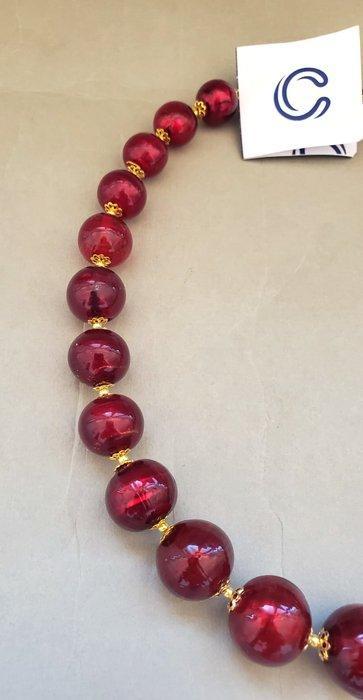 24 karaat - Geel goud, Murano - Halsketting, Antiek en Kunst, Antiek | Glas en Kristal