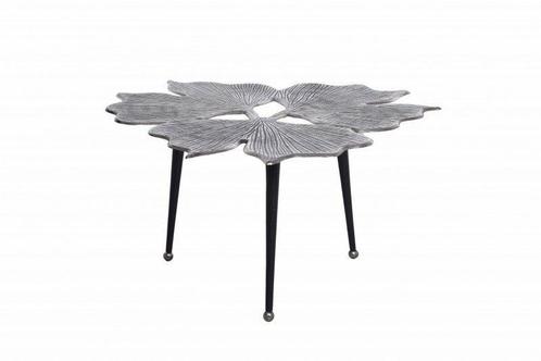 Decoratieve salontafel GINKGO LEAFS 75cm zilver handgemaakt, Huis en Inrichting, Tafels | Salontafels, Ophalen of Verzenden