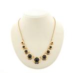 Antiek gouden collier met granaat | 43,5 cm (vintage), Gebruikt, Overige kleuren, Ophalen of Verzenden, Met edelsteen