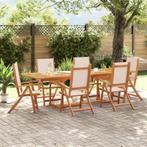 vidaXL 7-delige Tuinset massief acaciahout en textileen, Tuin en Terras, 6 zitplaatsen, Nieuw, Tuinset, Verzenden