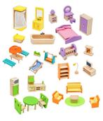 Poppenhuis Meubelset 31 delig - Voor elke kamer in het huis, Kinderen en Baby's, Speelgoed | Houten speelgoed, Nieuw, Meubelstuk of Keukentje