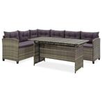 vidaXL 2-delige Loungeset met kussens poly rattan grijs, 3 zitplaatsen, Nieuw, Loungeset, Verzenden