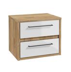Wastafelkast Elano 60 x 45 cm Eiken met Wit Wastafelmeubel, Huis en Inrichting, Badkamer | Badkamermeubels, Verzenden, Nieuw, Wastafelkast