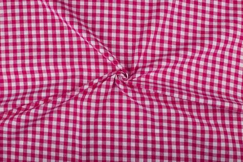 Geblokte stof fuchsia wit geruit - 10mm geruit, Hobby en Vrije tijd, Stoffen en Lappen, 120 cm of meer, 200 cm of meer, Roze, Nieuw