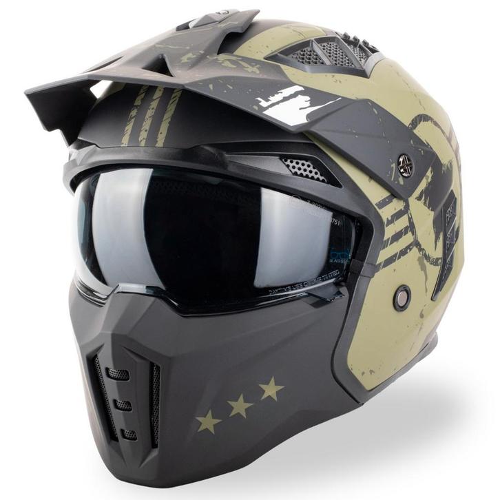 VINZ Shikoku Streetfighter Helm - Groen, Motoren, Kleding | Motorhelmen, S, Jethelm, Verzenden