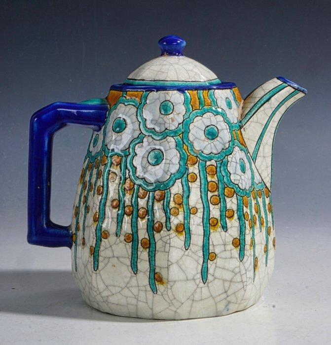 Faïenceries et emaux de Longwy - Theepot - Art deco faïence, Antiek en Kunst, Kunst | Designobjecten