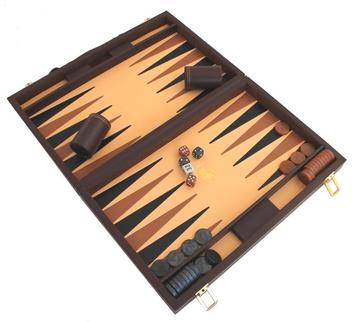 Italfama backgammon koffer bruin - kunstleer - 37 x 24 cm beschikbaar voor biedingen