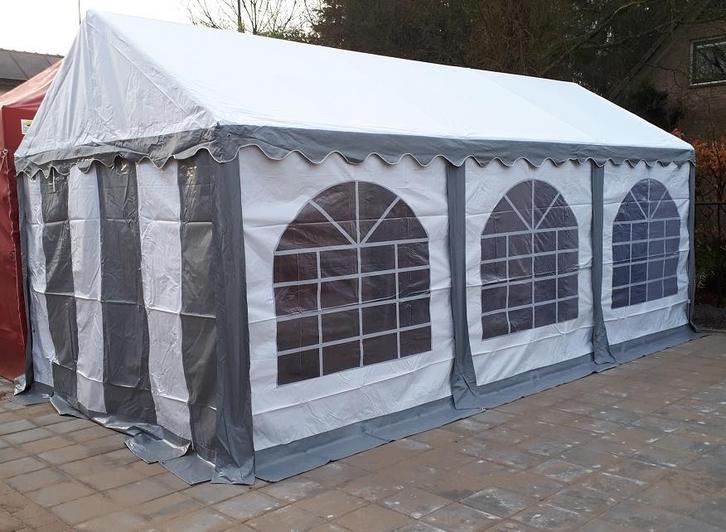 Professionele Partytent PVC 4x6x2,2 mtr in Wit-Grijs, Tuin en Terras, Partytenten, Partytent, Nieuw, 2 meter of meer, Verzenden
