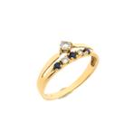 Gouden ring met zirconia en saffier (gouden sieraden), Sieraden, Tassen en Uiterlijk, Ringen, Goud, Met edelsteen, Gebruikt, 17 tot 18