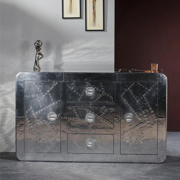 *WOONWINKEL* Dressoir Zilver Aluminium, Huis en Inrichting, Kasten | Dressoirs, Nieuw, Verzenden