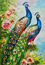Yuni R.P - Serenata en el Jardín: Pavos Reales en Óleo