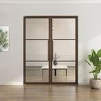 Dubbele stalen taatsdeur - 3 Vlaks - Brons - Helder glas*, Doe-het-zelf en Verbouw, Deuren en Horren, Minder dan 80 cm, Overige typen