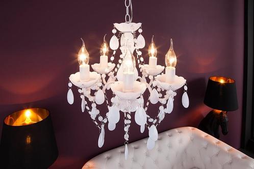 Elegante kroonluchter DIAMONDS S 40cm wit acryl 5-armig, Huis en Inrichting, Lampen | Hanglampen, Ophalen of Verzenden