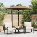 vidaXL Parasol met LEDs en stalen paal 225x225x212 cm taupe, Tuin en Terras, Verzenden, Nieuw, 2 tot 3 meter