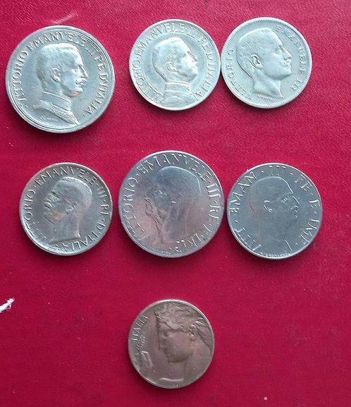 Italië, Koninkrijk Vittorio Emanuele III. Lotto 7 monete, Postzegels en Munten, Munten | Europa | Niet-Euromunten