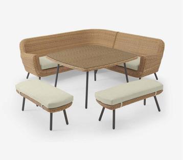 Hoek Lounge Diningset Jonah Wicker Naturel The Outsider beschikbaar voor biedingen